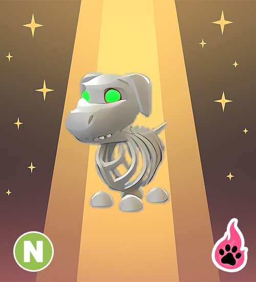Neon Halloween White Skeleton Dog